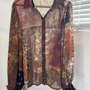 Bluivy Multicolor Sheer Patchwork Blouse